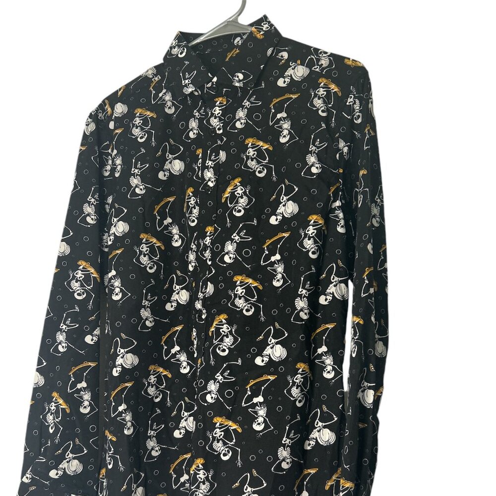 SIMON BANKS Halloween skateboarding skeletons shirt black NWOT Size M